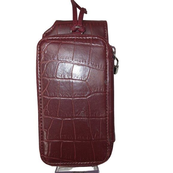 NINE WEST RED FAUX CROCODILE LEATHER CELL PHONE WRISTLET WALLET & CARD HOLDER - Picture 3 of 5